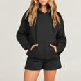 thumbnail image 4 of qolati Women 2 Piece Outfits 2023 Fall Winter Hoodie Sweatshirt and Jogging Short Set Oversized Casual Cozy Tracksuit Sweatsuits Sets Y2k Clothes, 4 of 7