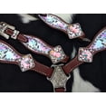 thumbnail image 4 of Showman Pony Tie Dye Unicorn Print Leather Headstall & Breast Collar Set, 4 of 4
