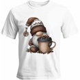thumbnail image 1 of Camisetas casuales de manga corta con diseño de gnomo y tazas de café para hombre., 1 of 8