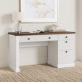 thumbnail image 3 of GloryStar Fluted Wooden Desk, 54'' Home Office Executive Desk with Storage Drawers and Built-In Charging Station, 3 of 9