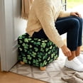 thumbnail image 5 of SCRAWLGOD St. Patrick's Day Shamrock Heart Print Green Black Ottoman Cover Stretch Ottoman Slipcover Square, Polyester and Spandex Fabric for Square Ottomans, Universal Footstool Protector, 5 of 7