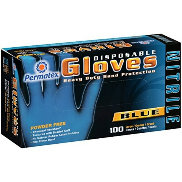 permatex 09185 large disposable nitrile gloves, box of 100 - Walmart.com