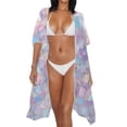 thumbnail image 2 of Xoenoiee Stained Glass Pattern Women Swimsuit Coverup Lightweight Kimono Cardigan Bathing Suit Cover Up Open Front Swimwear Beach Vacation Outfits, 2 of 7