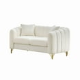thumbnail image 5 of Newest 63" Chenille Loveseat Sofa,Luxury 2 Seater Deep Couch,Modern Tufted Couch, Gold Metal Legs Sofa for Living Room, Bedroom, Apartment (Beige), 5 of 9