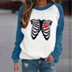 thumbnail image 3 of Blusa de manga larga con estampado de esqueleto de Halloween a la moda para mujer, suéter informal con cuello redondo, Tops, camisetas Fridja  fjkfkj6923, 3 of 6
