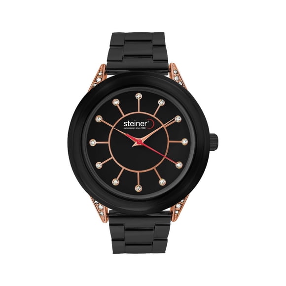 Reloj Para Mujer Análogo Steiner Anillo De Cristales 37 mm Negro