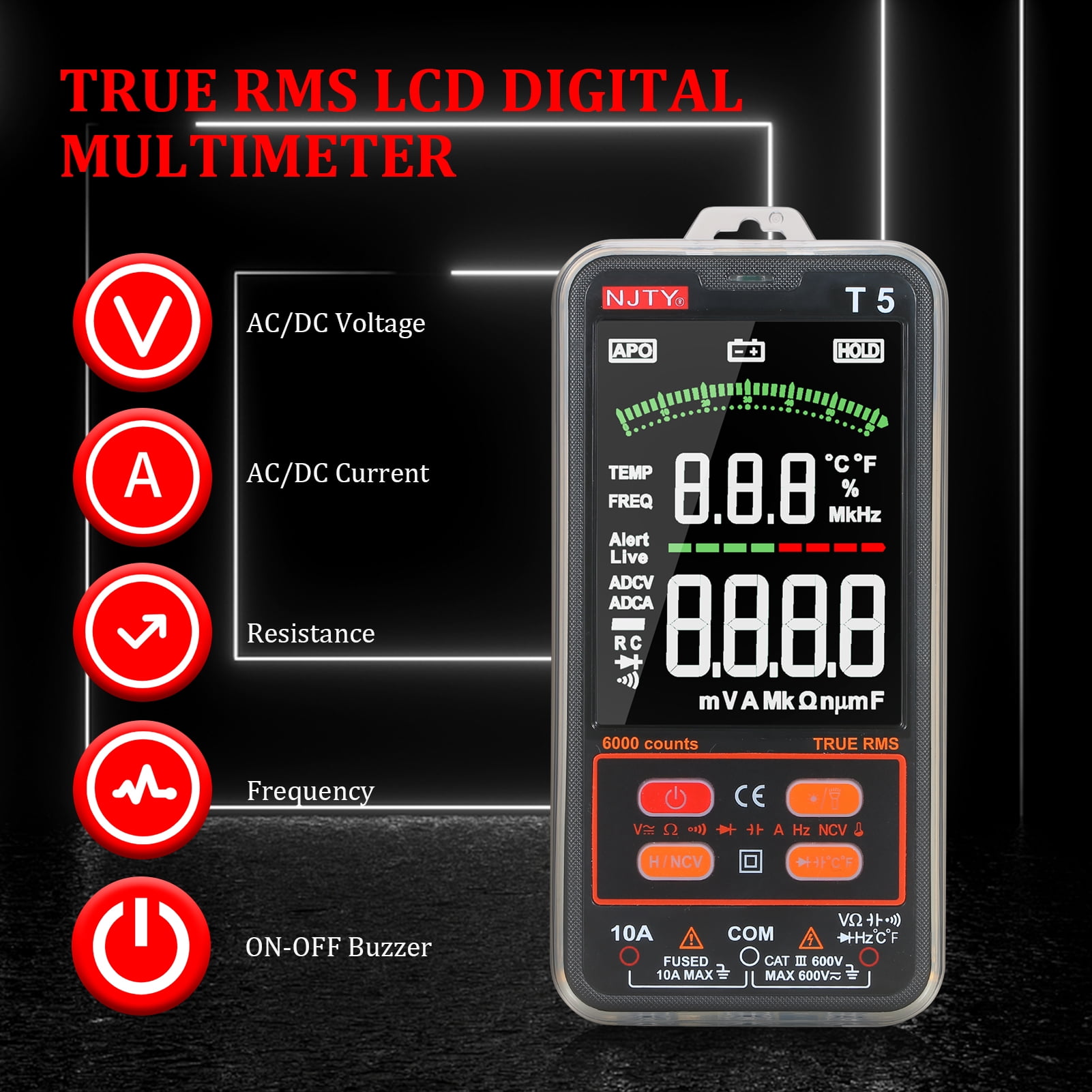 FI5059PA | Pince multimètre 6000 points TRMS AC, 600 A AC/DC, 600 V CATIII  / 300 V CAT IV, Ø26 mm, double positionnement AMPMIN