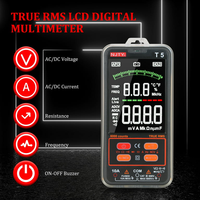 Mastfuyi FY123 Multimeter 6000 Counts True RMS Digital Multimeter 600V  AC/DC Voltage Current Resistance Continuity Capacitance
