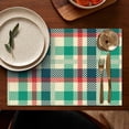 thumbnail image 5 of Set of 4 Italian Checkered Placemats Machine Washable Durable Linen Table Mats Heat Resistant Wrinkle Free Tuscan Plaid Place Mats for Dining Table Kitchen, 5 of 6