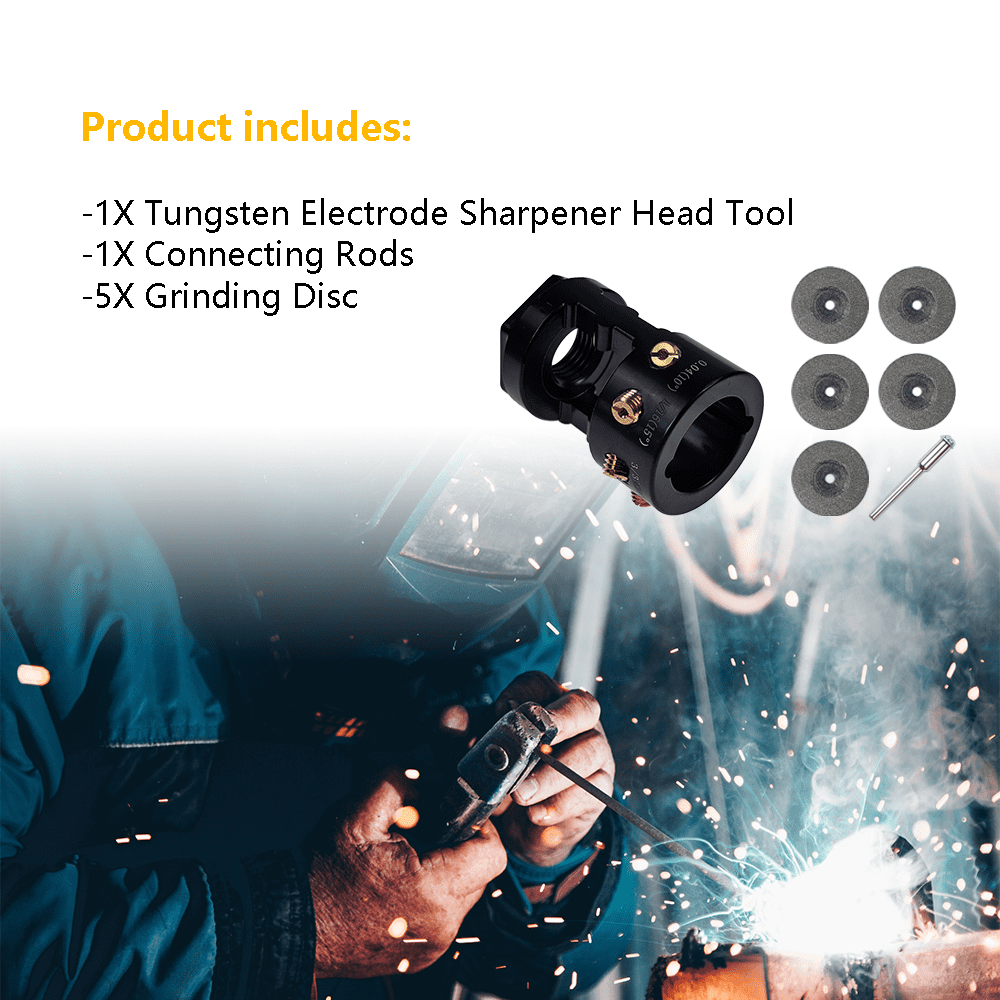 Aluminum Tungsten Electrode Sharpener Grinder TIG Welding Head Tool w/Cut-Off Slot, Connecting Rods, Grinding Disc | Fit for Black and Decker, Milwaukee, Bosch Dremel, Rotary Tools with 3/4-12 Thread