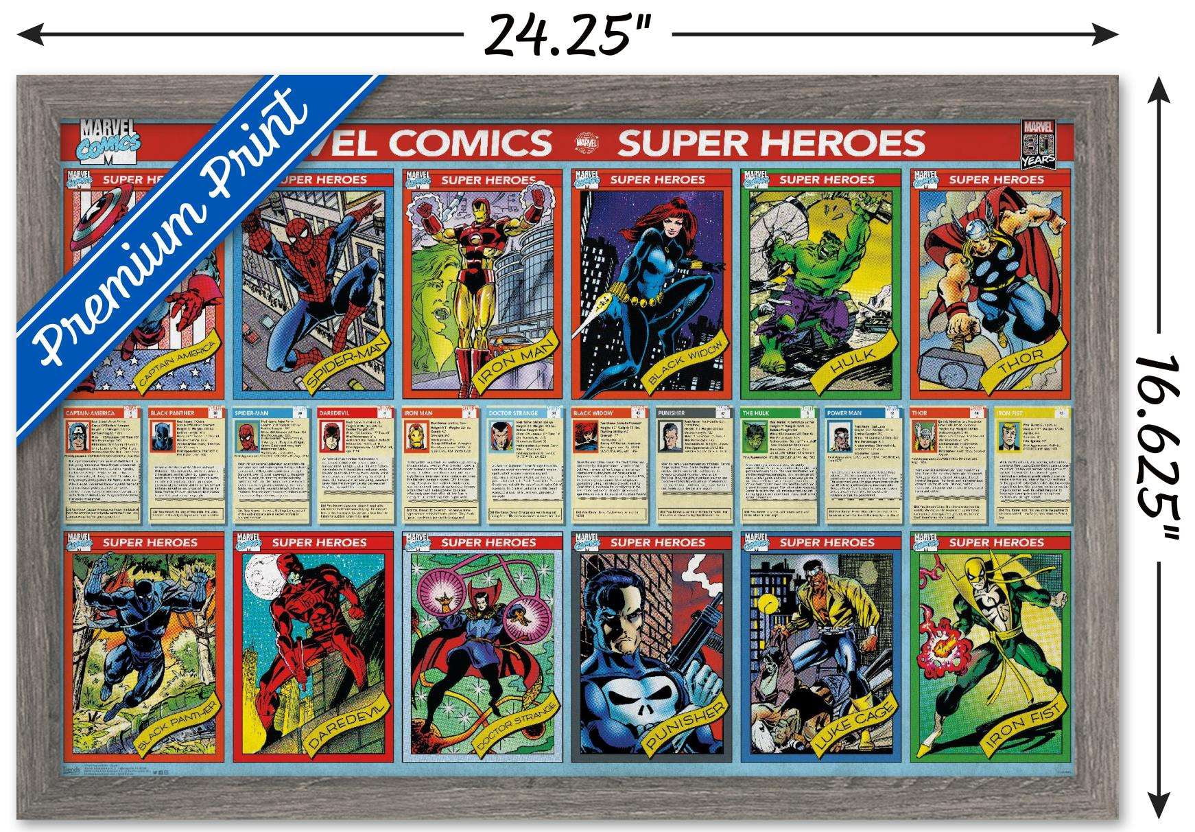 Marvel Comics - Marvel 80th Anniversary - Cards Wall Poster, 14.725" x 22.375", Framed