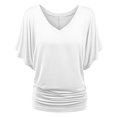thumbnail image 5 of Plus Size Women's V Neck T Shirt: Batwing Sleeve, Loose Fit, Solid Color, Comfortable, 5 of 5