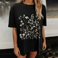 thumbnail image 7 of YABCSAZ Womens Summer Tops Oversize Short Sleeve V Neck T Shirts Floral Print Casual Loose Fit Tops Soft Comfy Tee Shirts Button Summer Tops for Women 2024, 7 of 7