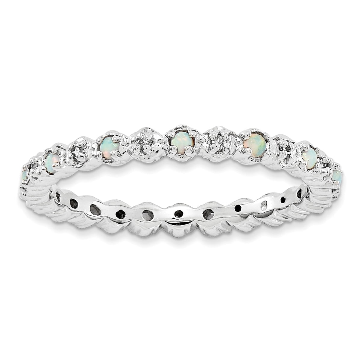 Created Opal and Diamond Sterling Silver Ring