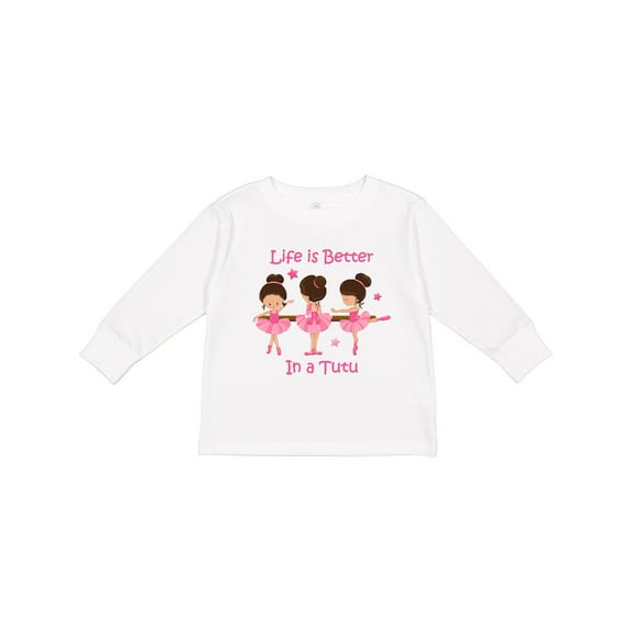 Inktastic Life's Better in a Tutu Ks Girls Long Sleeve Toddler T-Shirt