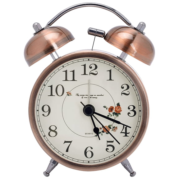 REGALWOVEN Vintage Mechanical Alarm Clock, Durable Metal Casing, Nightlight, Ideal for Bedroom Nightstand Arabic Numeral Clock Face 3.3"L x 1.9"W x 4.9"H
