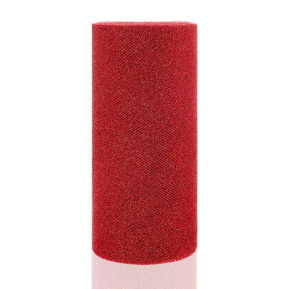 Raindrops Tulle Mesh Fabric Ribbon 1 Roll Red for Wedding Celebration and Diy Crafting