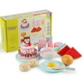 thumbnail image 1 of Tea Party Tableware Wooden Handicraft Toy Kitchen Pretend Play Set Cooking Coffee Bread For Toddlers Kids Birthday Gift Favors, 1 of 7