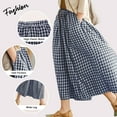 thumbnail image 3 of SWQZVT Womens Pants Wide Leg Gingham Cotton Pants for Women Loose Bluewhite Checkered Elastic Waist Lounge Women's Pants L, 3 of 8
