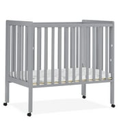 Delta Children Lee Portable Folding Mini Crib with 1.5-Inch Mattress - Greenguard Gold Certified, Grey