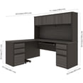 thumbnail image 6 of Bestar Prestige Plus 6 Piece L Shaped Computer Desk with Hutch in Bark Gray, 6 of 12