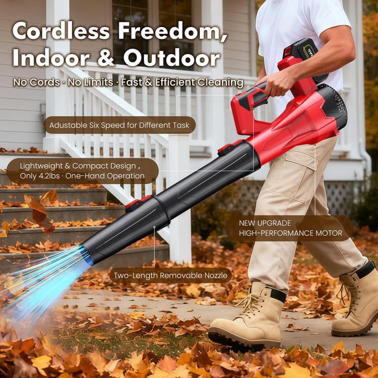 Dapmiu Handheld Cordless Leaf Blower, 21V 6 Speed Modes 150MPH 600CFM, 2 X 3.0Ah Batteries & Charger Included, Perfect for Leaves Dust Snow, Patio Cleaning & Lawn Care