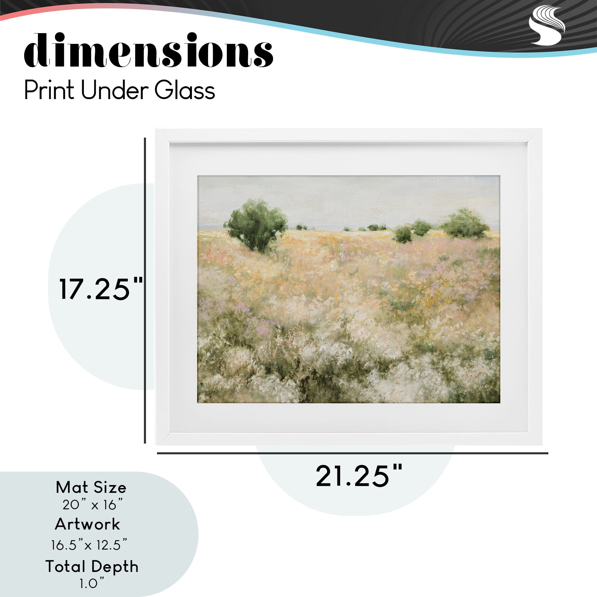 Stupell Industries Pastoral Freedom Field White Framed Print Under Glass, design by Julia Purinton