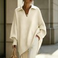 thumbnail image 2 of Gsakboxl Sweatshirt Women Solid Color Oversized Loose Poncho Style Knit Sweater Soft Flowy Casual Pullover Top For Autumn Winter Daily Sun Protection, 2 of 5