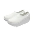 thumbnail image 5 of CaComMARK PI Womens Shoes Clearance Casual Platform Low Wedge Ankle Shoes Wide Width Comfy Slip ons Sneakers Mother's Day Gifts Cheapest Items on Sale White, 5 of 8