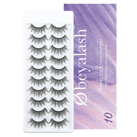 Obeyalash Natural Lashes Faux Eyelashes Natural Look False Lashes Pack 10pairs Multipack Fluffy 3d wispy Eyelashes
