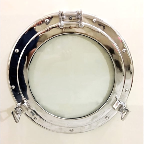 Nickel Canal Boat Porthole 17"-Window Ship Round Glass Window Wall Home Decor