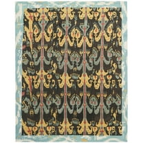 SAFAVIEH Ikat Asia Southwestern Wool Area Rug, Charcoal/Blue, 3' x 5'