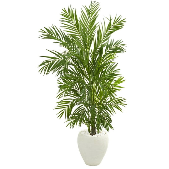 Nearly Natural 5' Areca Palm Artificial Tree in White Planter