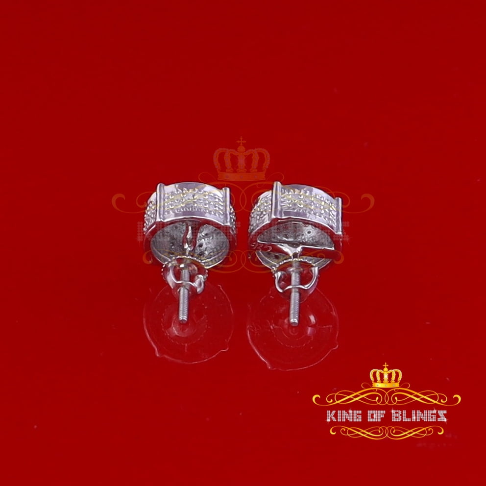 King of Bling's 925 Sterling Silver White Hip Hop 0.40ct Diamond Men's/ Women's Stud Earrings