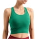 thumbnail image 1 of Tops Verdes Oscuros para las Mujeres Alta Elasticidad Nervadura sin Costuras Top Deportivo con Acolchado, Tops de Punto Blanco para las Mujeres, 1 of 9