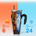 thumbnail image 3 of 40oz Tumbler,Black Christmas Ornament Pattern Insulated Tumblers with Removable Handle,Stainless Steel Double Vacuum Coffee Tumbler Cup with Straw for Home,Office,Travel,Party, 3 of 5
