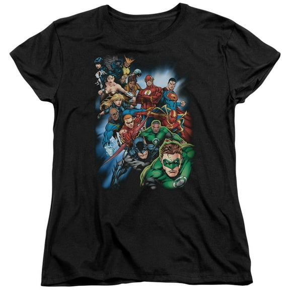 JLA Justice League Heroes Unite S/S Women's T-Shirt Black