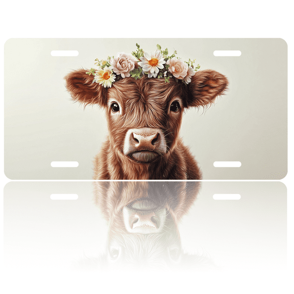 1 Pcs 2D Flat License Plate Covers & Frames, A Calf with a For Decorative Front, Waterproof For Decoration Aluminum License Plate Covers & Frames Cover For Men Women, 12" X 6"