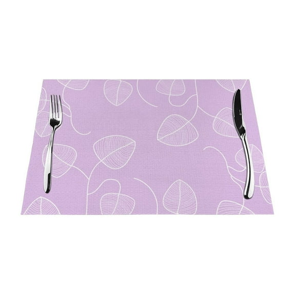 YFYANG Washable Heat-Resistant Placemats, 70% PVC/30% Polyester, Purple Leaf Pattern Kitchen Table Mat, 12" x 18" 1 Pcs