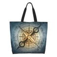 thumbnail image 1 of Balery Vintage Compass Bolsa Tote Estilo Estético con Cremalleras, Bolsa de Hombro, Bolsa de Compras Grande y Plegable, 1 of 8