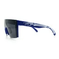 thumbnail image 6 of Polarized 80s Mens Flat Top Bold Shield Lens Rimless Skeleton Arm Sunglasses Blue, 6 of 8