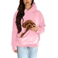 thumbnail image 2 of Stralyhd Cat Dog Pouch Hoodie for Women Cozy Soft Sweatshirt with Dog Pouch Velvet Pet Carrier Hoodie Long Sleeve Animal Holder Pullover Pink XXL, 2 of 5