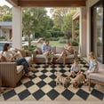 thumbnail image 3 of UERMEI Checkered Easy Jute 5x7 Area Rugs, Washable Rug for Living Room Diamond Indoor Outdoor Carpet, Farmhouse Geometric Non Slip Black Carpet for Backyard Dining Room, 3 of 10
