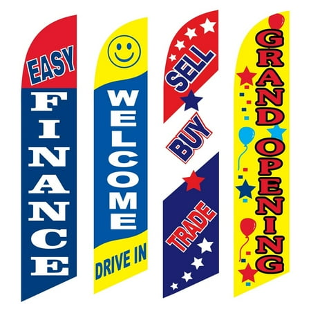 4 Advertising Swooper Flags Easy Finance Welcome Sell Buy Trade Grand Opening