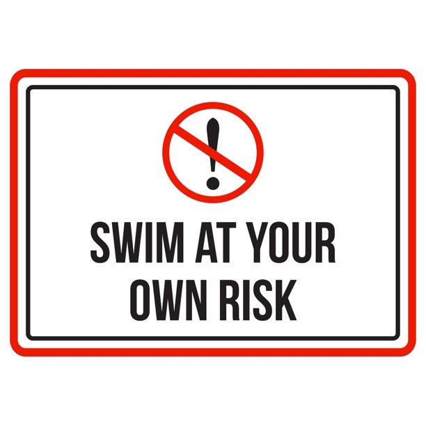 Swim At Your Own Risk Pool Spa Warning Small Sign, 7.5x10.5 Inch