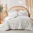 thumbnail image 2 of 3 Pieces French Garden Botanical Floral Butterfly King Comforter Set Vintage Style White Soft 100% Cotton Garden Floral Aesthetic Bedding Set, 2 of 6