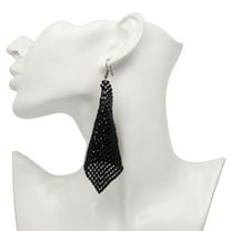 OFFIGAM Black Tassel Dangle Sequin Earrings Unique Design for Special Occasion