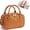 Cognac Brown, variant on Travel Makeup Bag for Women, Large Capacity Quilted Toiletry Bag Stand-up Cosmetic Bag PU Leather Makeup Case Toiletry Organizer with Handle and Divider for Travel Essential, Sage Green