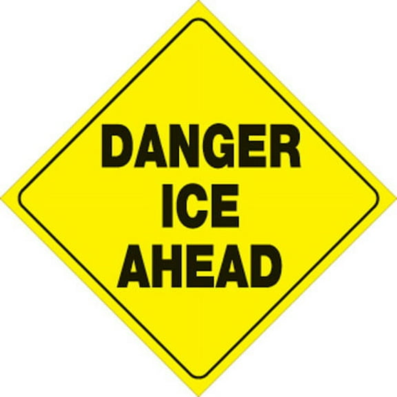 Voss Signs 429 DIA YR Yellow Plastic Reflective Sign12" - Danger Ice Ahead