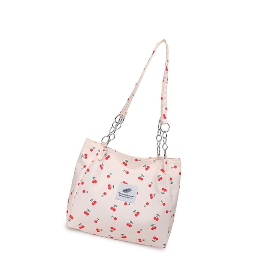 Fashionable Cherry Print Shoulder Bag Bucket Purse for Everyday Use and Outings
